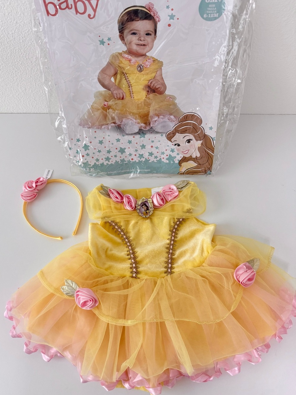 NWT Disney Baby Princess Belle Tutu Costume Dress & Headband Set 6-12 Months